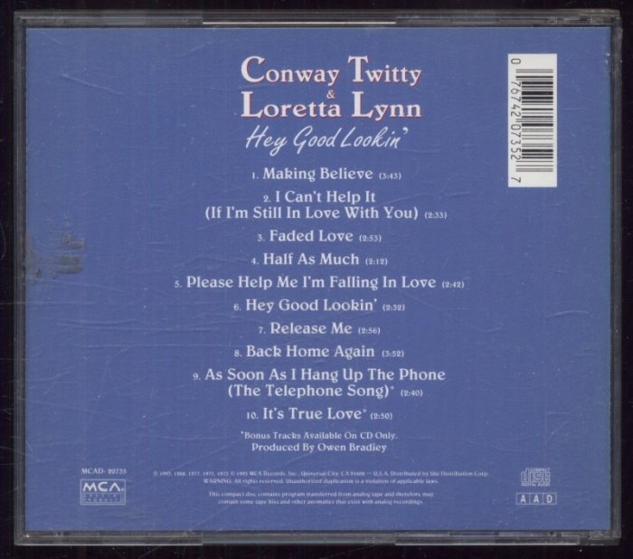 Conway Twitty & Loretta Lynn - Hey Good Lookin' (CD)