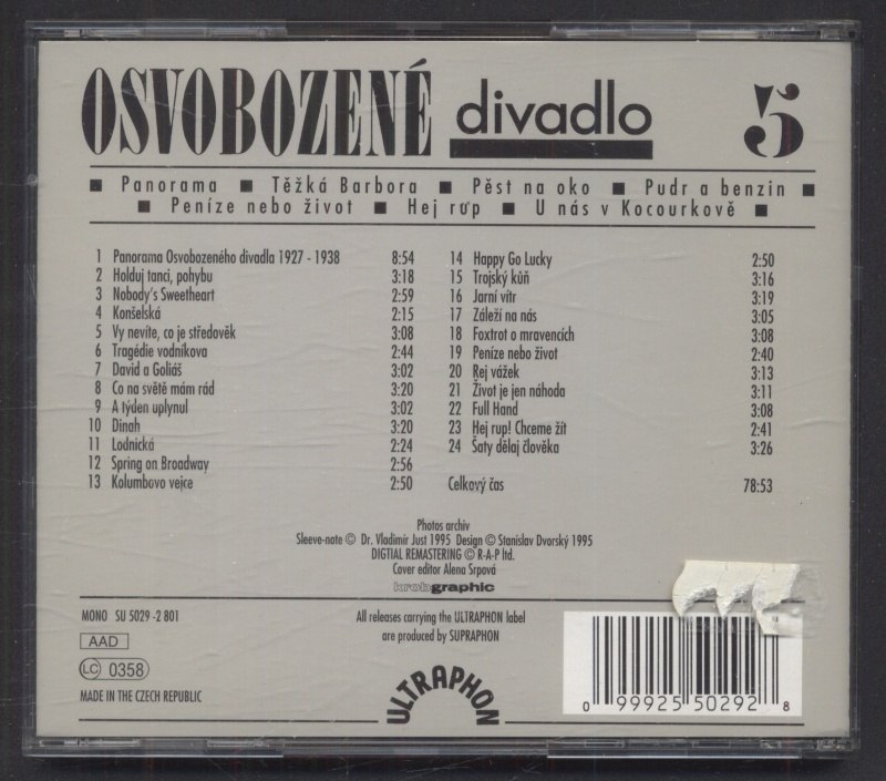 Osvobozené Divadlo, Voskovec + Werich, Jaroslav Ježek, Orchestr Osvobozeného Divadla - Osvobozené divadlo 5 (CD)