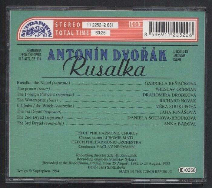 Antonín Dvořák, Beňačková, Ochman, Czech Philharmonic Orchestra, Václav Neumann - Rusalka - Highlights From The Opera (CD)