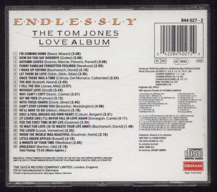 Tom Jones - Endlessly - The Tom Jones Love Album (CD)