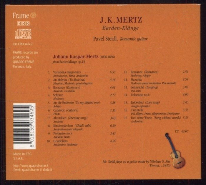 Pavel Steidl - J. K. Mertz: Barden-Klänge (CD)