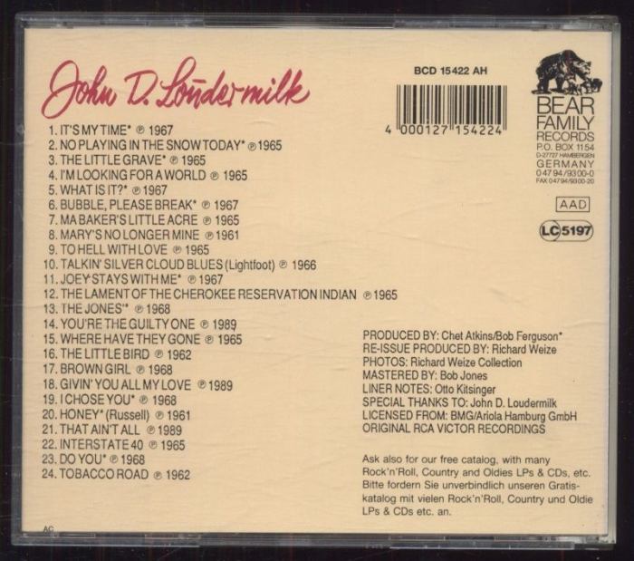 John D. Loudermilk - It's My Time (CD)