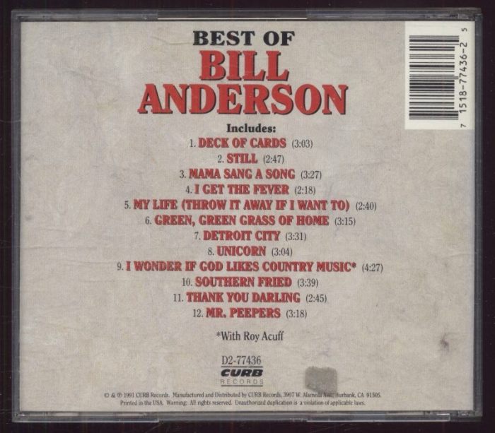 Bill Anderson - The Best Of Bill Anderson (CD)