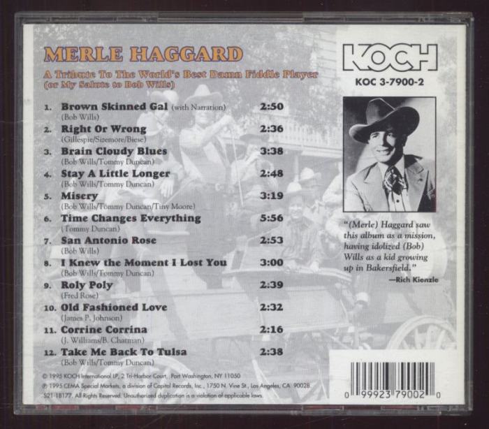 Merle Haggard - A Tribute To The Best Damn Fiddle Player In The World: Or, My Salute To Bob Wills (CD)