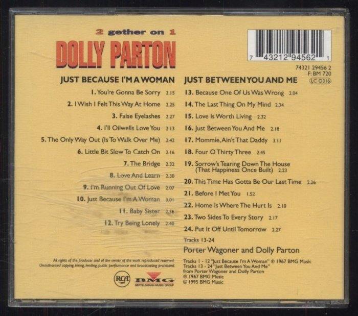 Dolly Parton - 2 Gether On 1 - Just Because I'm A Woman & Just Between You And Me (CD)
