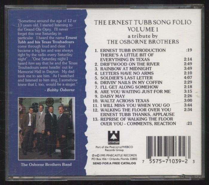 The Osborne Brothers - The Ernest Tubb Song Folio Volume 1 - A Tribute By The Osborne Brothers (CD)