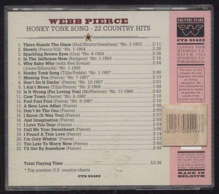 Webb Pierce - Honky Tonk Song - 22 Country Hits (CD)