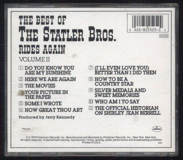 The Statler Brothers - The Best Of The Statler Bros. Rides Again Volume II (CD)