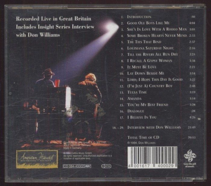 Don Williams - An Evening With Don Williams - Best Of Live (CD)