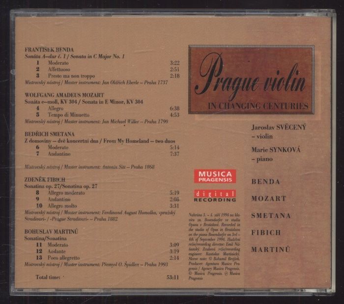 Jaroslav Svěcený, Marie Synková - Prague Violin In Changing Centuries (CD)