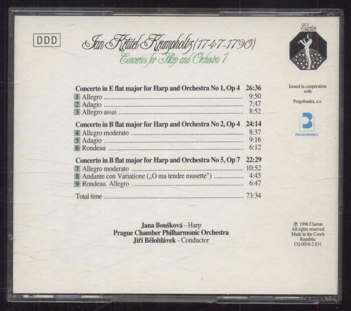 Jan Křtitel Krumpholtz - Concertos For Harp And Orchestra 1 (Nos. 1, 2, 5) (CD)