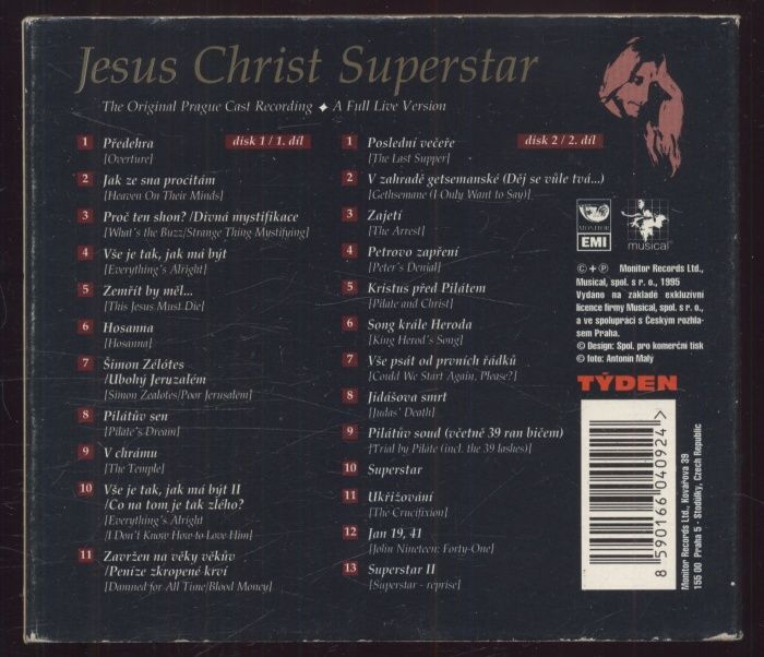 Andrew Lloyd Webber & Tim Rice - Jesus Christ Superstar - Complete Live Recording - The Original Prague Cast Recording (2CD)