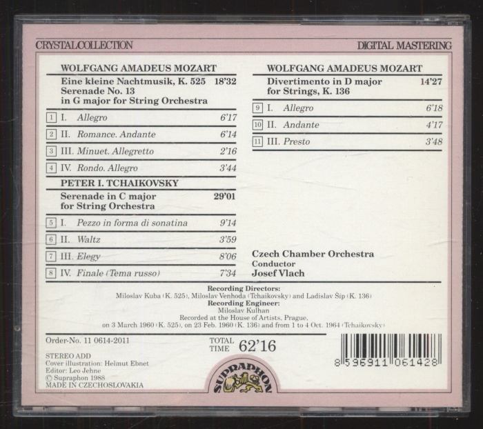 Mozart, Tchaikovsky / Josef Vlach, Czech Chamber Orchestra - Eine Kleine Nachtmusik, Divertimento In D / Serenade For Strings (CD)