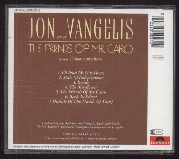 Jon And Vangelis - The Friends Of Mr. Cairo (CD)