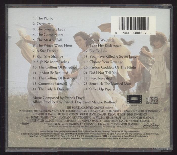 Patrick Doyle - Much Ado About Nothing (Original Motion Picture Soundtrack) (CD)