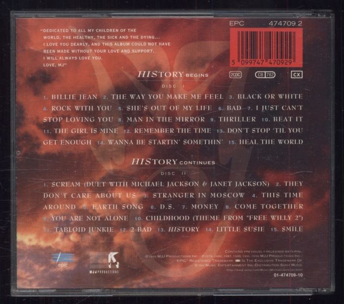 Michael Jackson - HIStory - Past, Present And Future - Book I (2CD)