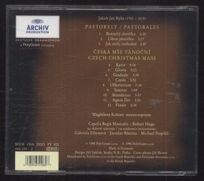 Jakub Jan Ryba, Capella Regia Musicalis, Robert Hugo, Jaroslav Březina, Gabriela Eibenová, Michael Pospíšil, Magdalena Kožená - Pastorely / Česká mše vánoční (CD)
