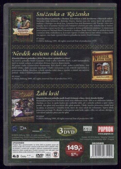 Nevděk světem vládne / Sněženka a Růženka / Žabí král (3DVD)