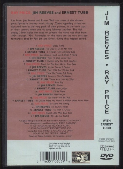 Ray Price, Jim Reeves, Ernest Tubb - Country Music Classics (DVD)