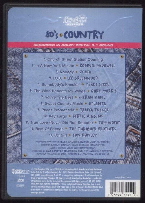 80's Country : Tom Wopat, Terri Gibbs, Sylvia, Gary Morris, Tanya Tucker and more! - Live from the World Famous Church Street Station(DVD)