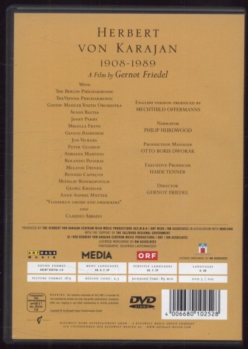 Herbert von Karajan 1908-1989 A Portrait (DVD)
