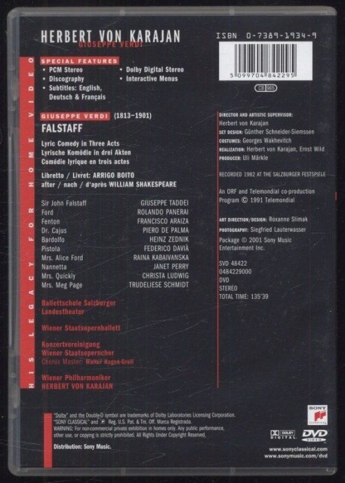 Giuseppe Verdi, Herbert von Karajan - Falstaff (DVD)