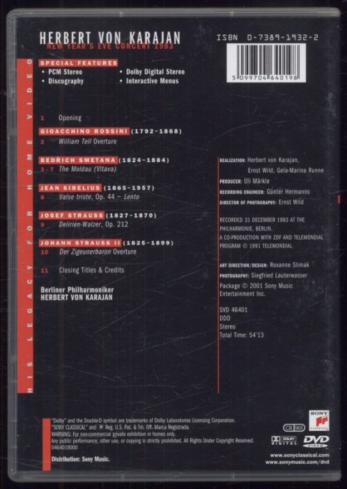 Herbert von Karajan, Berliner Philharmoniker - New Year's Eve Concert 1983 (DVD)