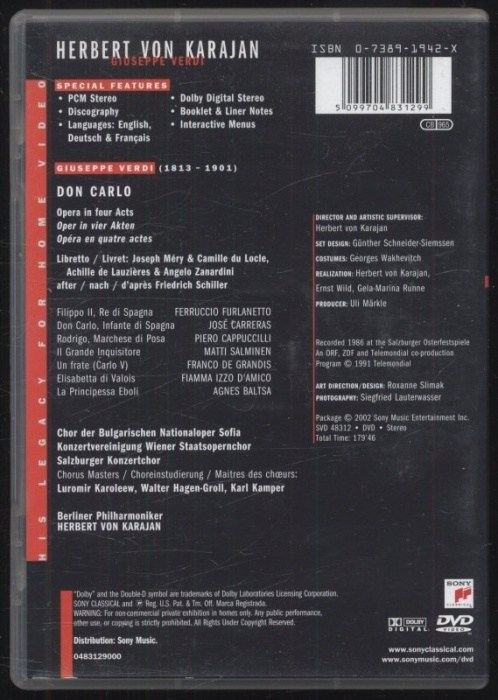 Giuseppe Verdi / Herbert von Karajan, Berliner Philharmoniker - Don Carlo (DVD)