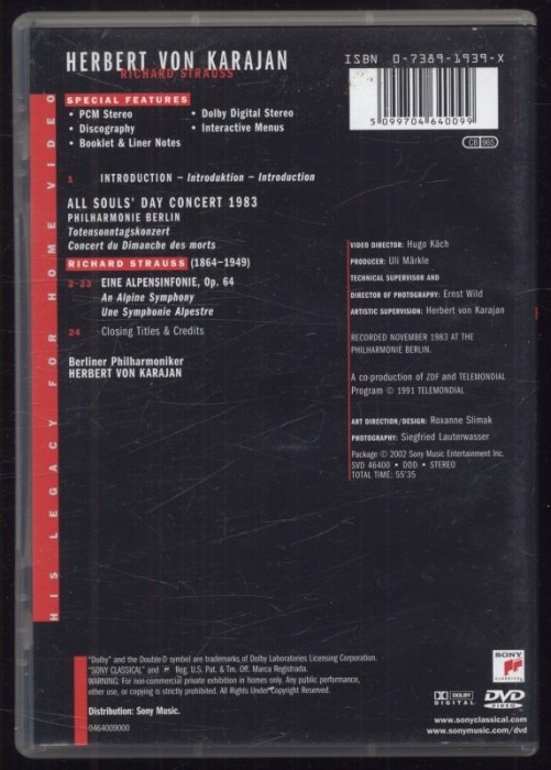 Berliner Philharmoniker, Herbert von Karajan - Richard Strauss: Eine Alpensinfonie (DVD)