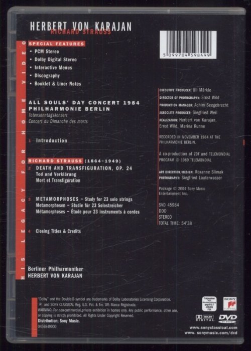 Herbert von Karajan, Berliner Philharmoniker - Death And Transfiguration / Metamorphoses (DVD)