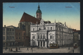 Opava. Troppau. Stadttheater. Tramvaje.