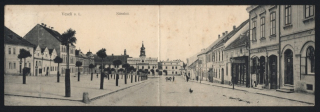 Veselí nad Lužnicí. Náměstí. Panoramatická - skládací - dvoudílná.