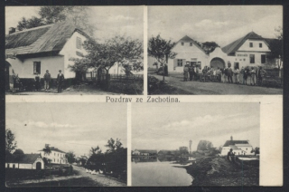 Zachotín. Pozdrav ze Zachotína. Hostinec.