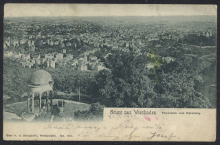 Weisbaden. Gruss aus Weisbaden. Panorama vom Neroberg.
