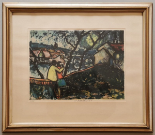 Karel Oberthor - Milenci (litografie)
