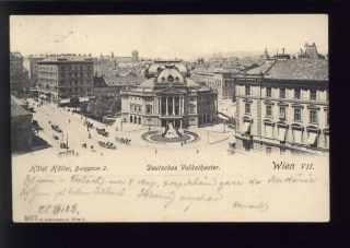 Wien VII. Hotel Höller, Burggasse 2, Deutsches Volkstheater.