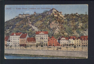 Graz. Kaiser Franz Josef Kai mit Schlossberg