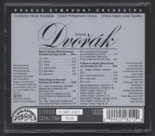 Dvořák, Prague Symphony Orchestra, Václav Smetáček, Czech Philharmonic Chorus - Te Deum / Mass In D Major / Biblical Songs Nos. 1-5 (CD)