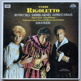 Verdi, Beverly Sills, Sherrill Milnes, Alfredo Kraus, Mignon Dunn, Samuel Ramey, Ambrosian Opera Chorus  a  Philharmonia Orchestra, Julius Rudel - Rigoletto (3LP)