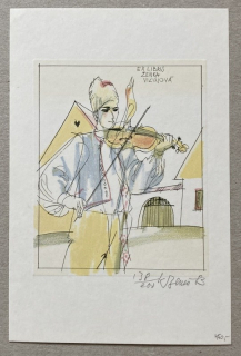 Karel Beneš - Ex libris Ženka Vizinová (litografie)