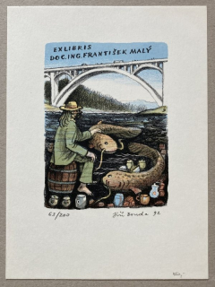Jiří Bouda - Ex libris František Malý (litografie)