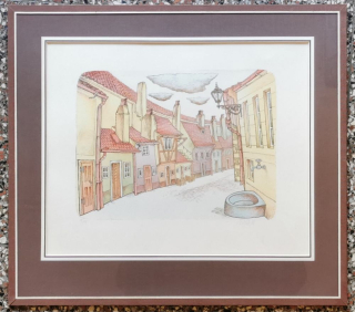 Jiří Hanžlík - Praha - Zlatá ulička (litografie)