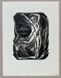 Emil Kotrba - Ex libris Helena Klinkovská (dřevoryt)