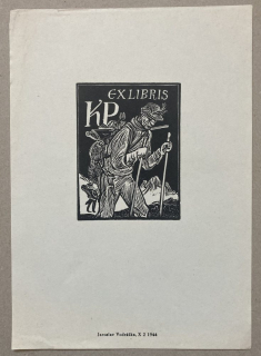 Jaroslav Vodrážka - Ex libris KP (dřevoryt)