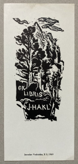 Jaroslav Vodrážka - Ex libris J. Hakl (linoryt)