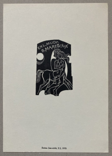 Dušan Janoušek - Ex libris B. Marešová (dřevoryt)