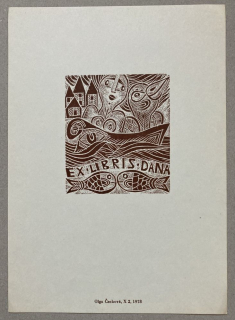 Olga Čechová - Ex libris Dana (dřevoryt)