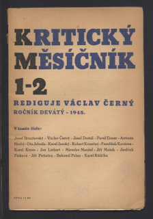 Černý, Václav - Kritický měsíčník ročník 9. (nekompletní: 1-2, 3-4, 5-6, 7-8, 9-10, 13-14)