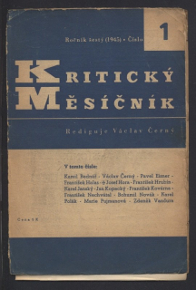 Černý, Václav - Kritický měsíčník ročník 6. - číslo 1