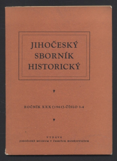 Jihočeský sborník historický 1961/3-4 (30. ročník) (jedno číslo)